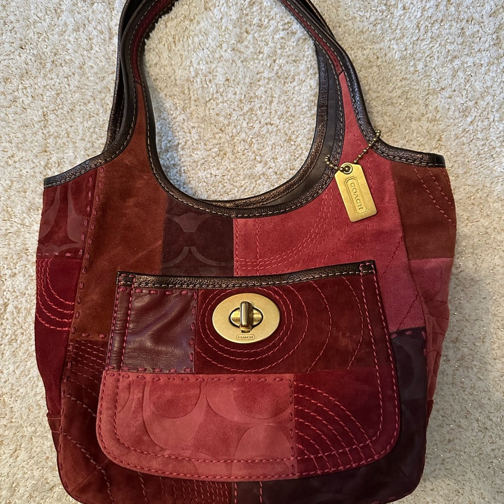 Vintage Coach Red Patchwork Tote Bag